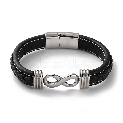 Braided Microfiber Leather Cord Bracelets for Men BJEW-Z081-07P-02-1