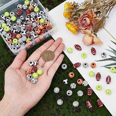 140Pcs 7 Styles Opaque Acrylic Beads SACR-PH0006-09-1