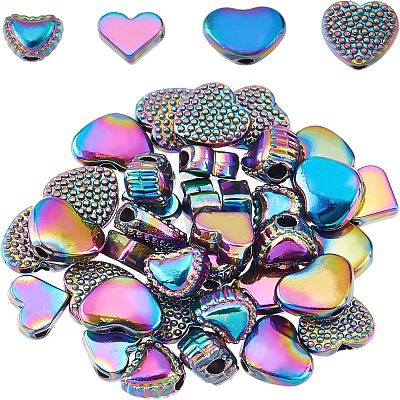 40Pcs 4 Style Rack Plating Rainbow Color Alloy Beads FIND-FH0004-34-1