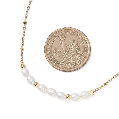 Natural Pearl Rice Beaded Pendant 304 Stainless Steel Satellite Chain Necklaces for Women NJEW-JN05782-1