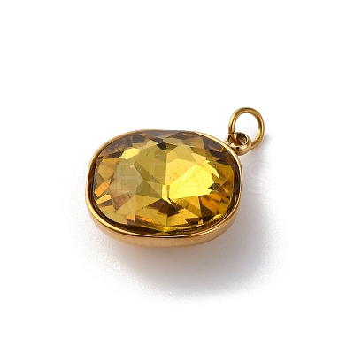 316 Stainless Steel Faceted Glass Pendants STAS-K258-47G-04-1