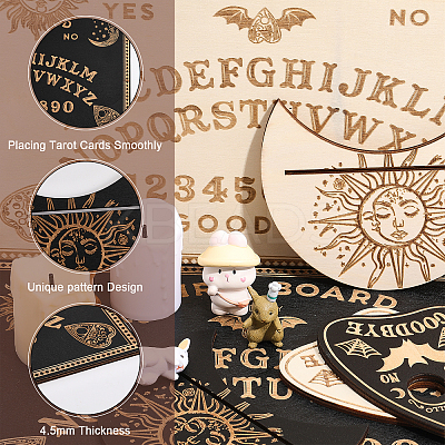 2 Sets 2 Styles Carved Wooden Divination Board Kit AJEW-CA0003-75-1