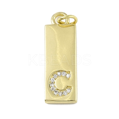 Brass Micro Pave Clear Cubic Zirconia Pendants KK-P266-06G-C-1