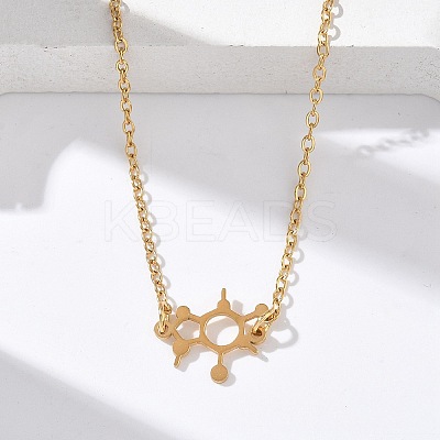 304 Stainless Steel Chemical Symbol Pendant Necklaces NJEW-Z073-03G-05-1
