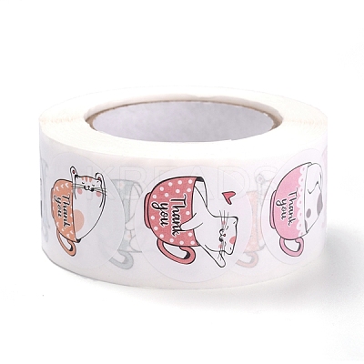 500 Adorable Round Cartoon Stickers in 6 Designs DIY-B010-01-1