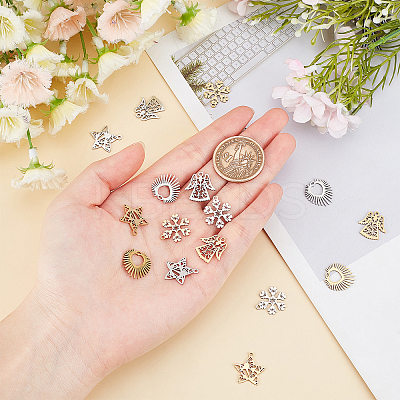 16Pcs 4 Style 201 Stainless Steel Pendants STAS-DC0002-93-1