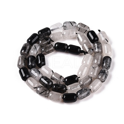 Natural Black Tourmalinated Quartz Beads Strands G-G980-47-1