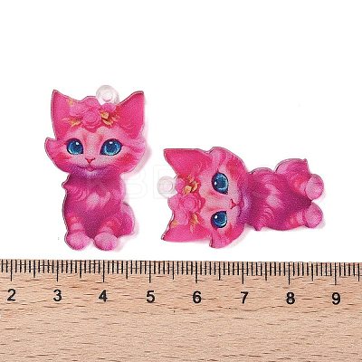 Kitten Theme Printed Acrylic Pendants OACR-S141-01E-1