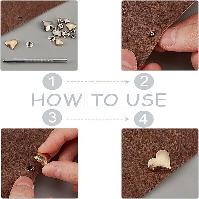 160Sets 8 Styles Heart Alloy Rivets Nails Set FIND-WR0011-67-1