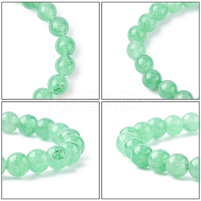 Dyed Natural Green Aventurine Beads Stretch Bracelets X-BJEW-Q305-1