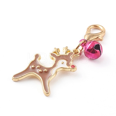Christmas Theme Light Gold Alloy Enamel Pendants HJEW-JM00469-1