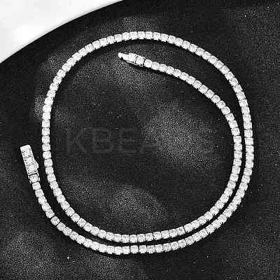 925 Sterling Silver Pave Crystal Cubic Zirconia Tennis Necklaces for Women NJEW-C096-01B-P02-1