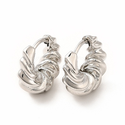 Twist Ring Rack Plating Brass Hoop Earring for Women EJEW-H091-14P-1