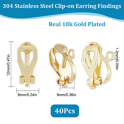 40Pcs 304 Stainless Steel Clip-on Earring Findings STAS-SC0005-84G-1