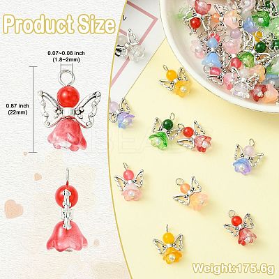 60Pcs 10 Colors Gradient Color Glass Pendants PALLOY-CJ00061-1