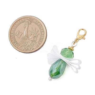 5Pcs Angel Glass & Acrylic Pendant Decorations HJEW-JM04180-04-1