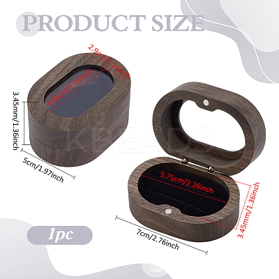 Oval Wood Wedding Ring Storage Boxes with Velvet Inside CON-WH0107-32-1
