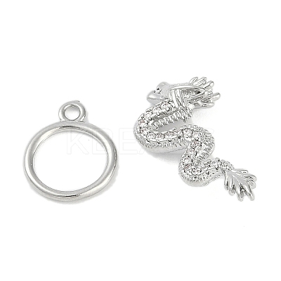 Brass Micro Pave Clear Cubic Zirconia Toggle Clasps LS-KK-K391-06P-1