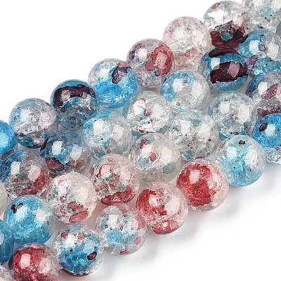 Baking Paint Crackle Glass Bead Strands DGLA-R053-03I-1