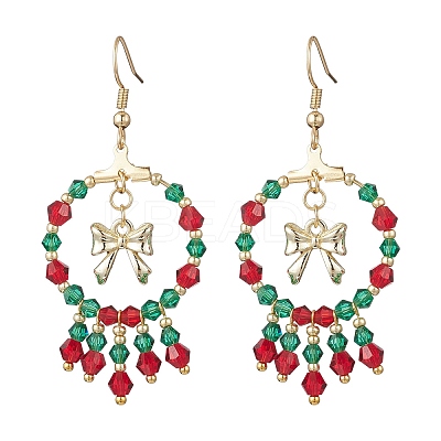 Christmas Themed Handmade Glass Seed Beads Dangle Earrings EJEW-MZ00488-01-1