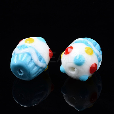 Handmade Bumpy Lampwork Beads Strands LAMP-N021-030-1
