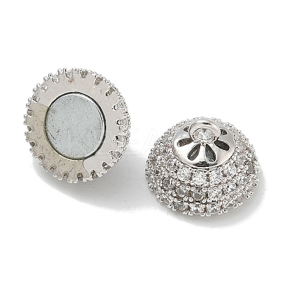 Rack Plating Round Brass Micro Pave Clear Cubic Zirconia Magnetic Clasps KK-L224-068P-1
