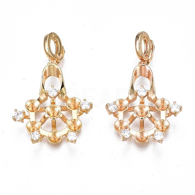 Brass Micro Pave Clear Cubic Zirconia Peg Bails Pendants KK-N232-231-1