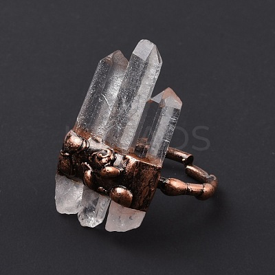 Triple Natural Quartz Crystal Irregular Bullet Open Cuff Ring G-I330-16R-1