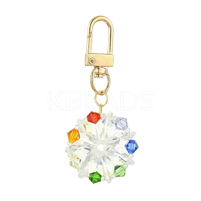 Flat Round Glass Pendant Decorations HJEW-TA00195-1