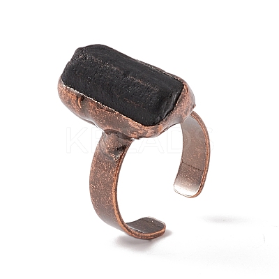 Gemstone Irregular Nugget Open Cuff Ring RJEW-I082-01R-1