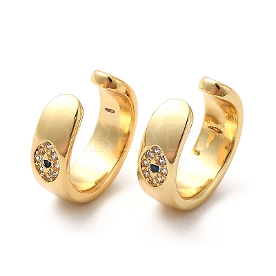 Rack Plating Brass Micro Pave Cubic Zirconia Cuff Earrings EJEW-P226-04G-1