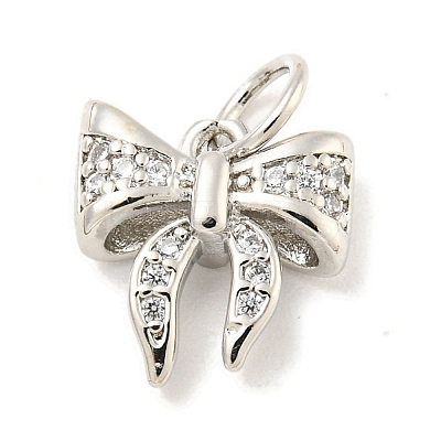 Rack Plating Brass Micro Pave Clear Cubic Zirconia Pendants KK-B093-01H-P-1
