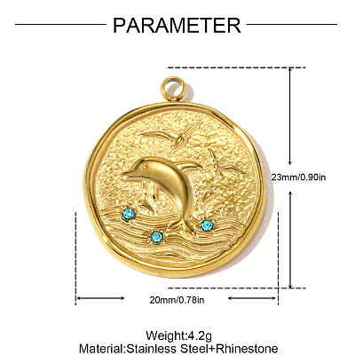 304 Stainless Steel Rhinestone Pendants STAS-OY010-23G-1