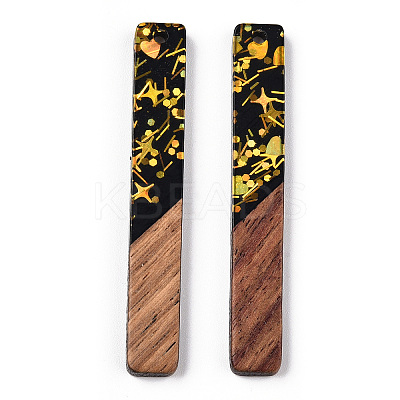 Opaque Resin & Walnut Wood Big Pendants RESI-N039-36-1
