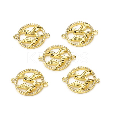 Brass Micro Pave Clear Cubic Zirconia Connector Charms KK-E068-VB294-1