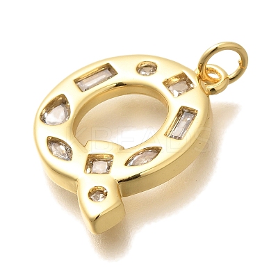 Brass Micro Pave Clear Cubic Zirconia Pendants KK-G521-01G-Q-1