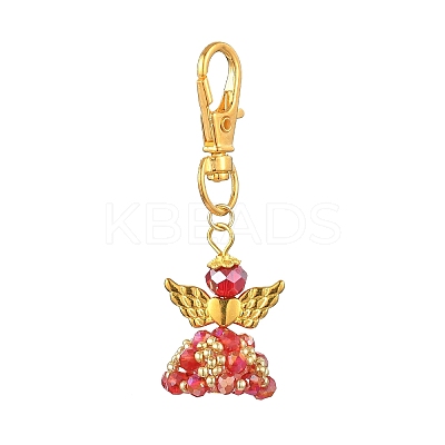 Angel Glass & Alloy Pendant Decorations HJEW-MZ00360-1