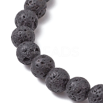 Natural Lemon Jade with Natural Lava Rock Beaded Stretch Bracelets for Women BJEW-JB11130-06-1