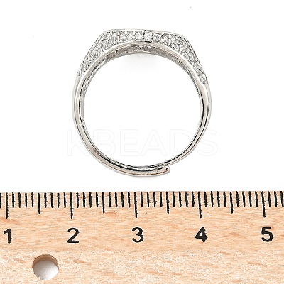 Brass Micro Pave Cubic Zirconia Cuff Rings for Women RJEW-A069-13P-03-1