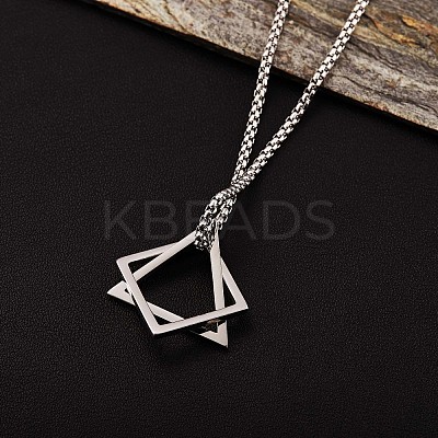 304 Stainless Steel Triangle & Rhombus Pendant Necklace with Box Chains JN1045C-1