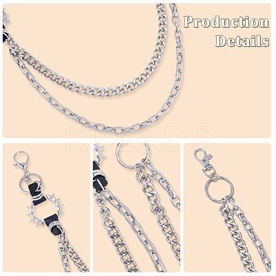 1Pc Alloy Double Layer Chain Belts for Pants AJEW-GF0011-93A-1