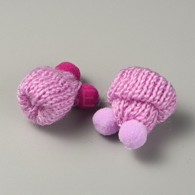 Woolen Crochet Mini Hat with Double Pom Pom Ball DIY-WH0032-56E-1