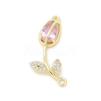 Brass Pearl Pink & Clear Cubic Zirconia Connector Charms LS-KK-G520-01G-1