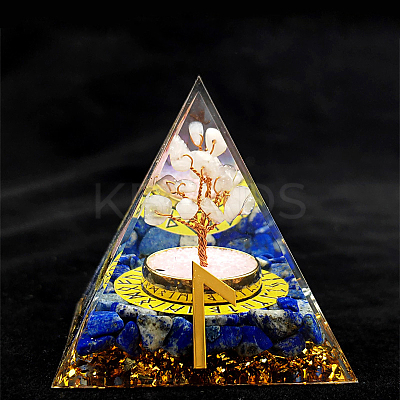Viking Rune Symbol-Water Orgonite Pyramid Resin Display Decorations DJEW-PW0006-02R-1