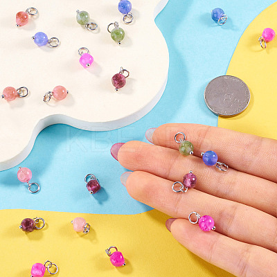 30Pcs Natural Colorful Tourmaline Dice Charms PALLOY-TA00366-1