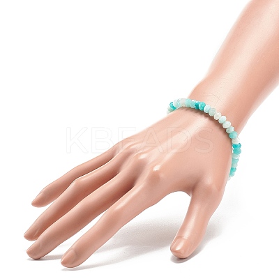 Natural Amazonite Rondelle Beaded Stretch Bracelets for Women BJEW-JB08956-03-1