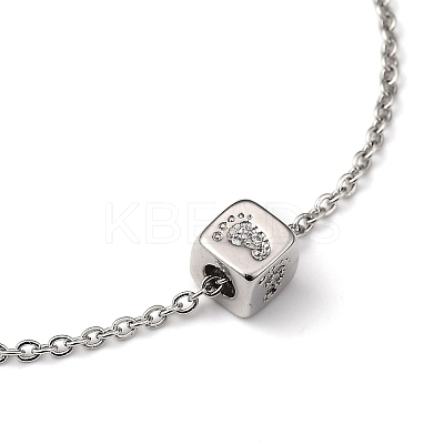 Brass Micro Pave Clear Cubic Zirconia Charms Bracelets BJEW-JB05400-03-1