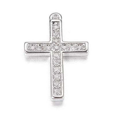 Brass Micro Pave Cubic Zirconia Charms ZIRC-P060-04P-1