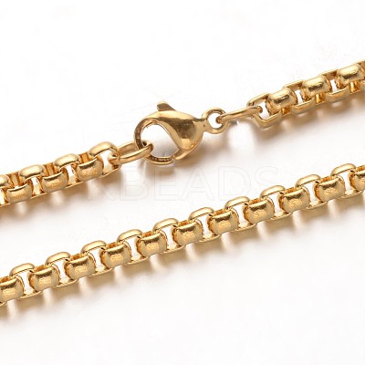 304 Stainless Steel Box Chain Necklaces NJEW-M124-08-1