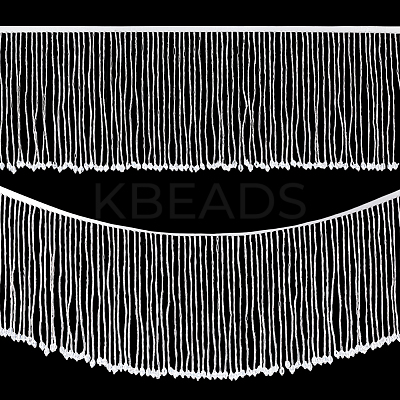 1 Yard Polyester Lace Ribbon with Glass Beads Tassel OCOR-NB0002-13C-1